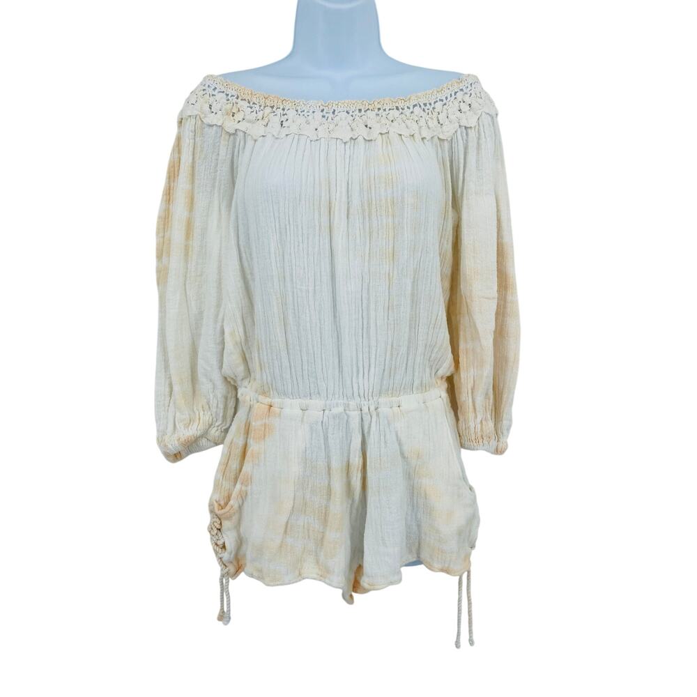 Jen's Pirate Booty cotton gauze crochet trim‎ romper